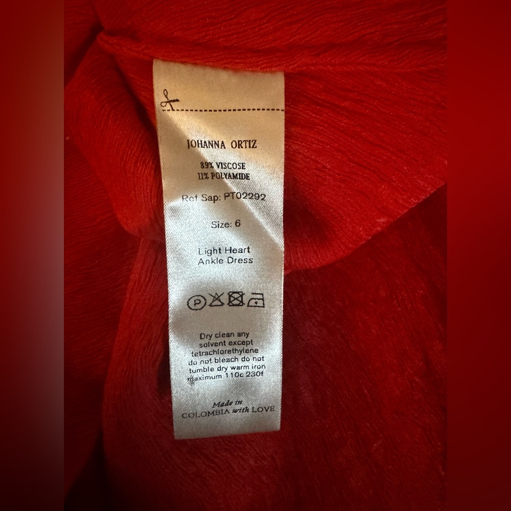 $1250 NWT Johanna Ortiz Runway 100% Silk Red Heart Cutout Halter Maxi Dress - Picture 15 of 16
